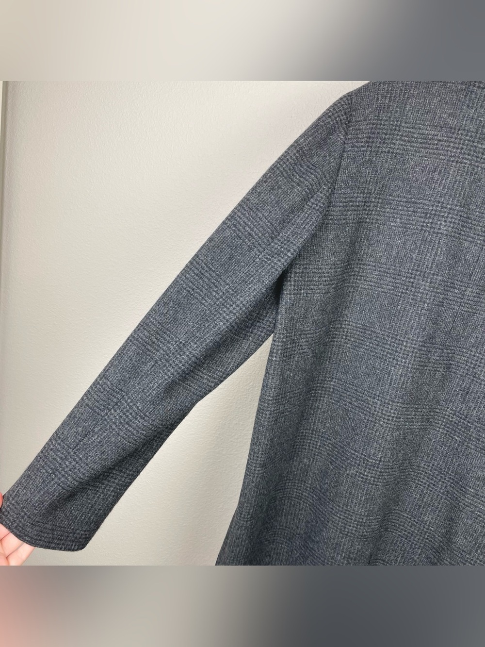 J.Crew Women's 10 Gray Plaid 100% Wool Blend Overcoat Highneck Posh Academia - Picture 14 of 16